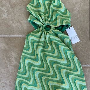 Zara green cutout dress